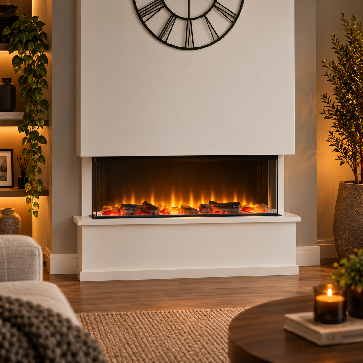 Adam Sahara Panoramic Media Wall Electric Fire, 31 Inch