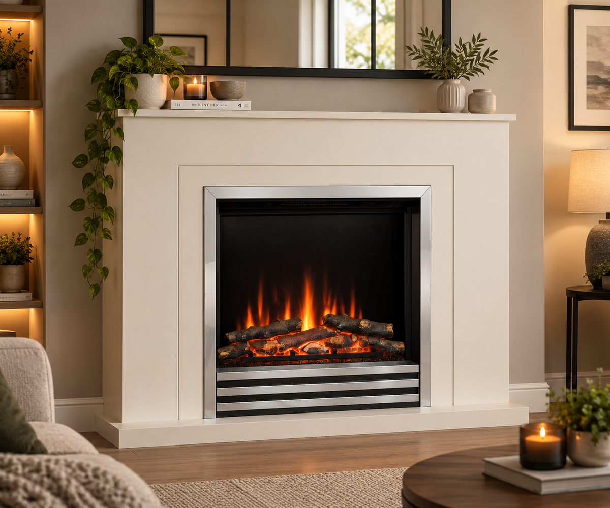 Be Modern Flare Colby White Freestanding Electric Fireplace Suite 38 Inch