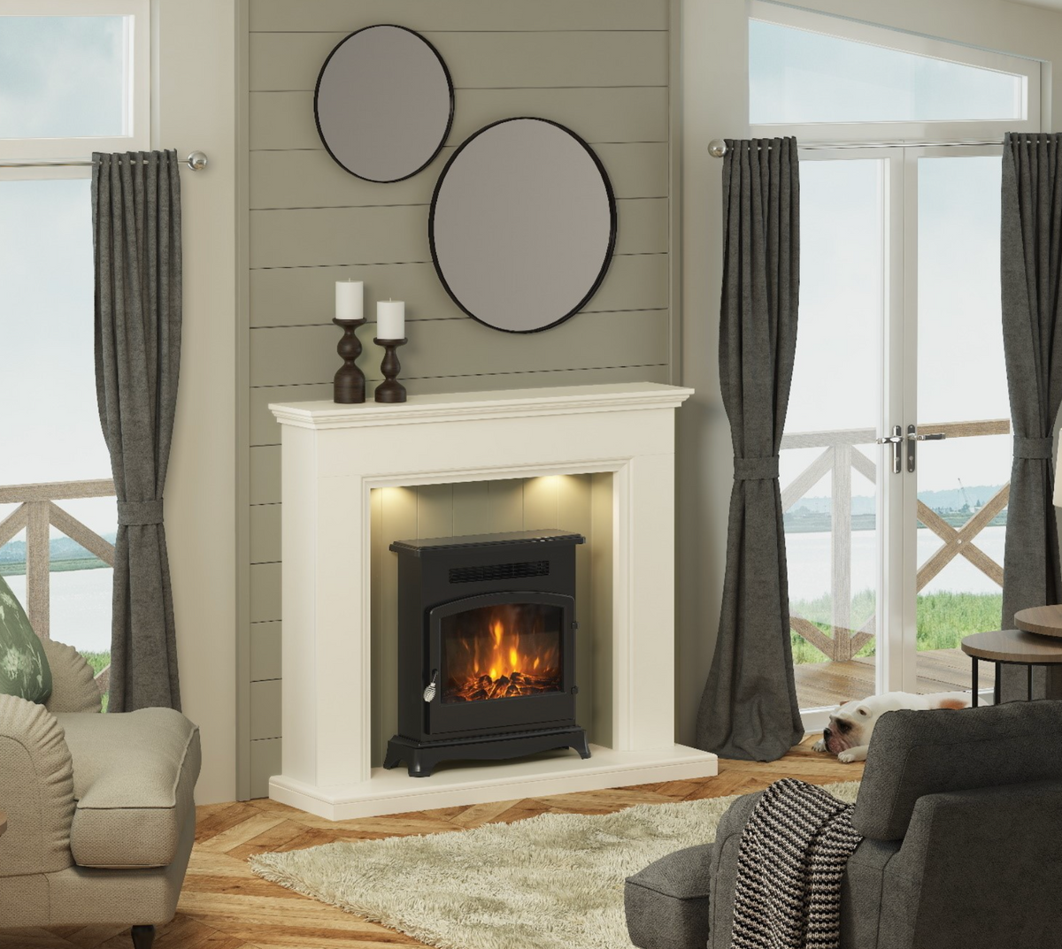 Be Modern Elstow Black Outset Electric Stove Fire