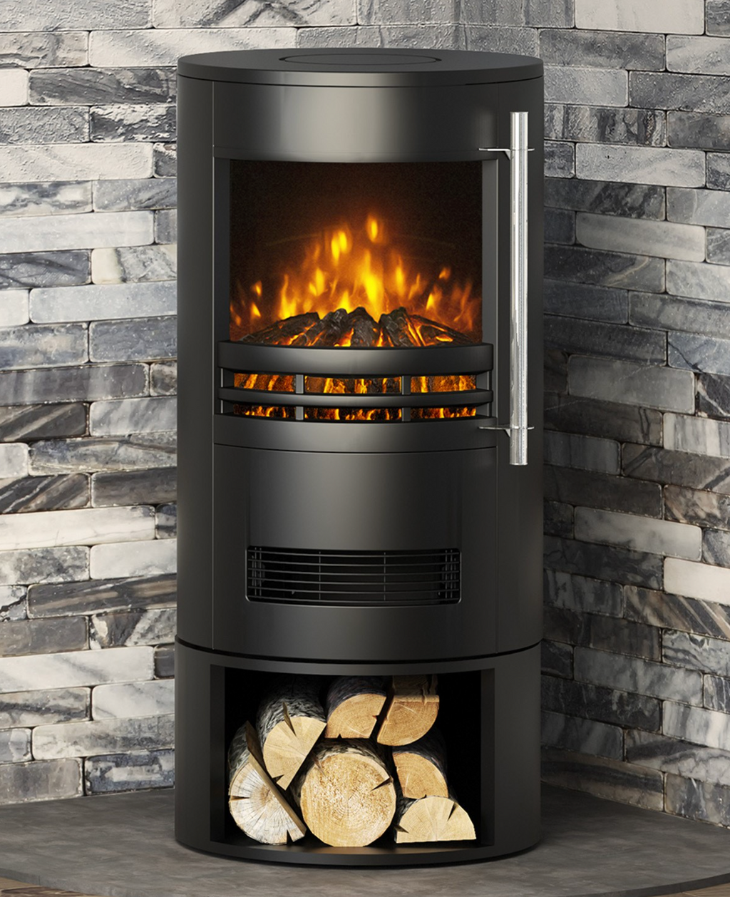 Be Modern Tunstall Electric Cylinder Stove with Log Store