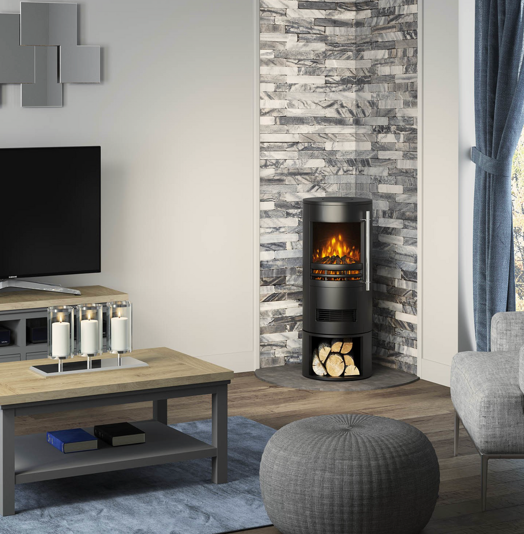 Be Modern Tunstall Electric Cylinder Stove with Log Store
