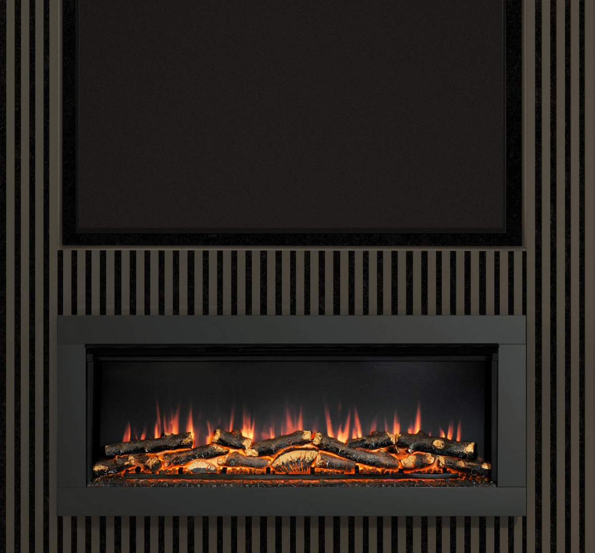 Be Modern Flare Avella Grande Black Inset Electric Media Wall Fireplace 45 Inch