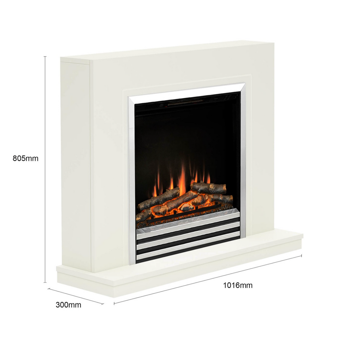 Be Modern Flare Colby White Freestanding Electric Fireplace Suite 38 Inch