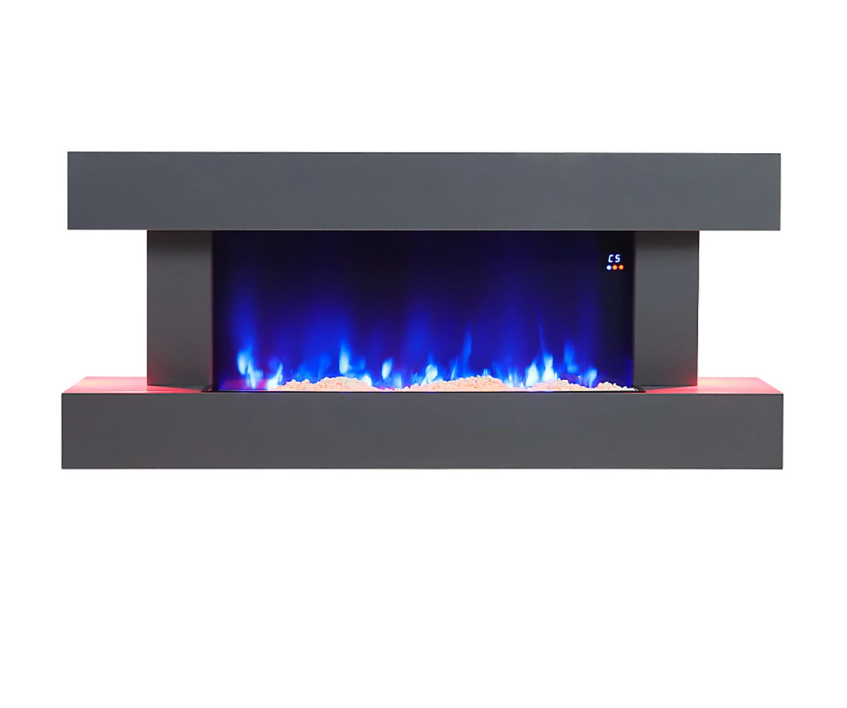 Electric Fire Suite Fireplace with Matte Black LED Surround Set