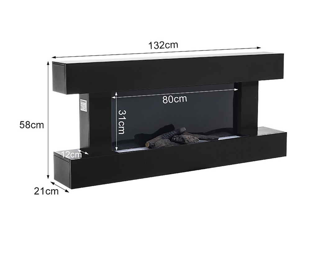 Electric Fire Suite Fireplace with Matte Black LED Surround Set
