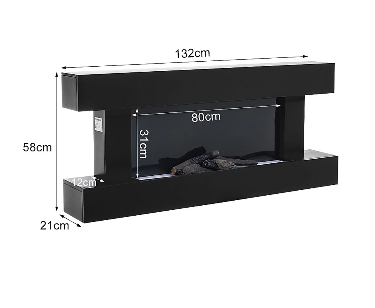 Electric Fire Suite Fireplace with Matte Black LED Surround Set